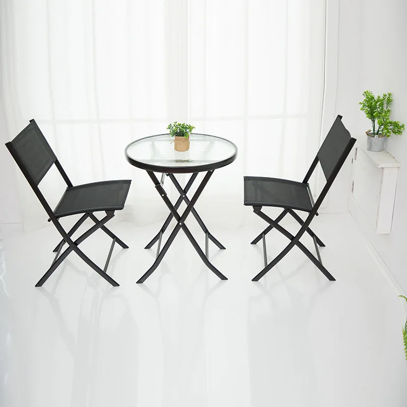 Лидер продаж на Amazon, садовые водонепроницаемые складные столовые наборы, стеклянный компактный стол и стулья, уличная мебель для патио (1600312400758)