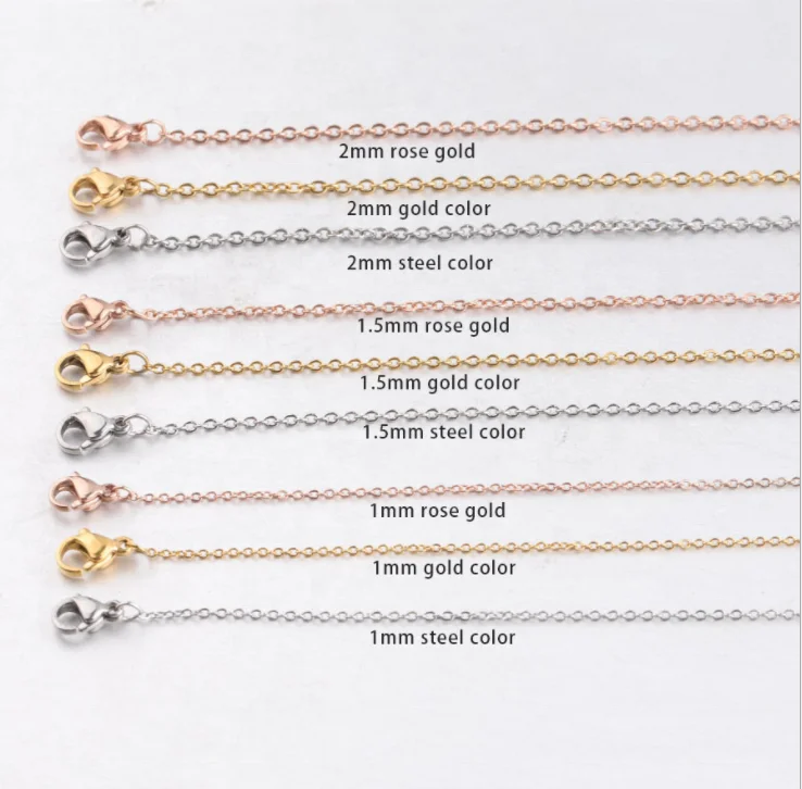 Wholesale 1/1.5/2mm Double-headed Lobster Clasp Stainless Steel Thick Necklace Bracelet Chain For DIY Jewelry Making Accessories