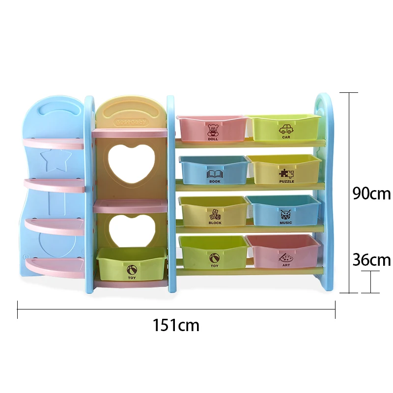 Custom High Quality Toy Cabinet Shelf Storage Plastic Toy Bin Organizer