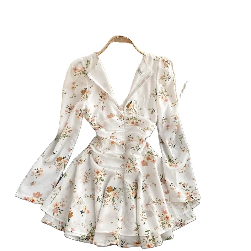 Mid-Length Skirt Open Back Fold Zipper Bubble Sleeves Printing African Maxi Womens Dresses 2020 Sexy