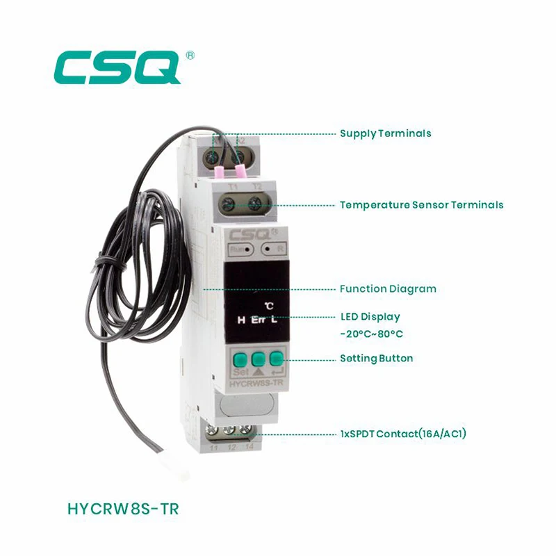 CSQ SPDT Relay 24 vac 230vac 16a Sensor Temperature Relay Digital Timer