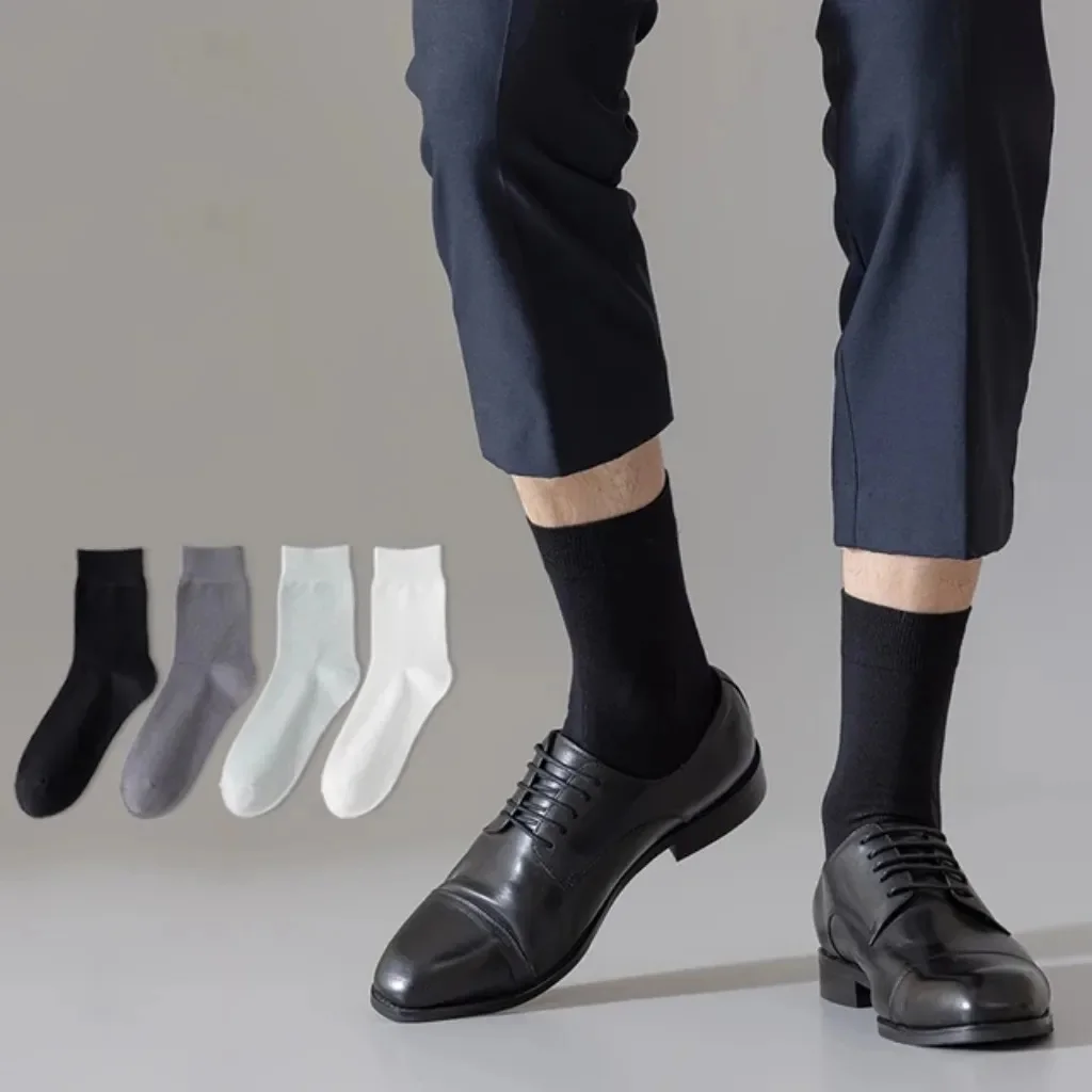 Crew Cotton Fashion Moisture Wicking Breathable Skin Friendly Pure Color Business Men Socks