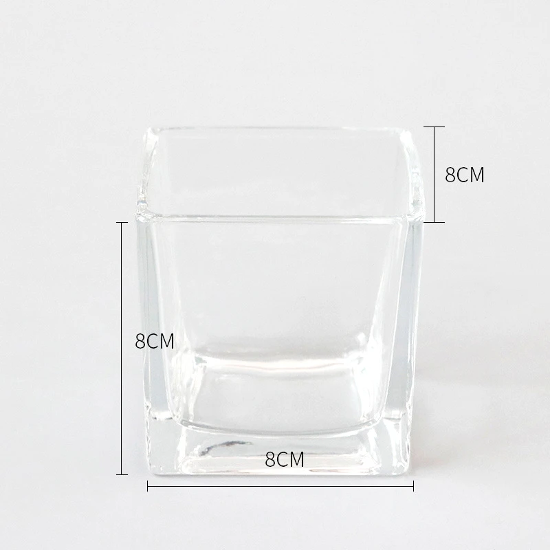 Wholesale Home Decor Glass Apothecary Candle Jars Square Empty Clear Multi-Use Glass Cup Candle Holder