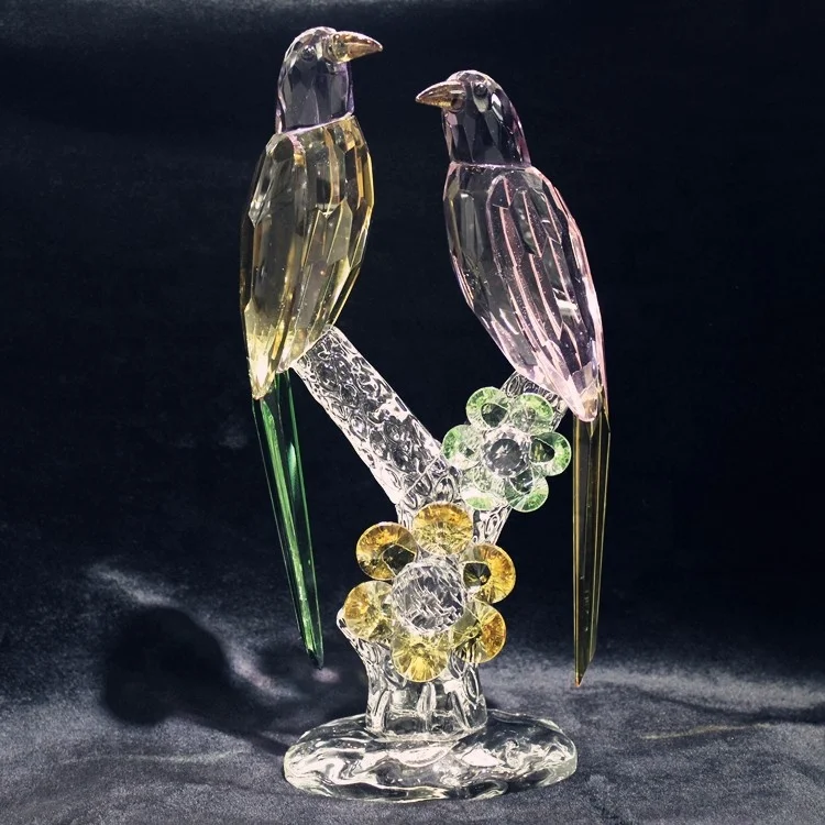 Уникальный ручной работы двойной прозрачные Ласточки с украшением в виде кристаллов стекло животных хрустальных подарков для