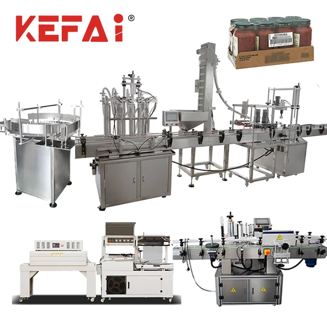 KEFAI Full Automatic Ketchup Tomato Sauce Jar Bottle Filling Whole Line Sauce Filling Capping Labeling Wrapping Machine