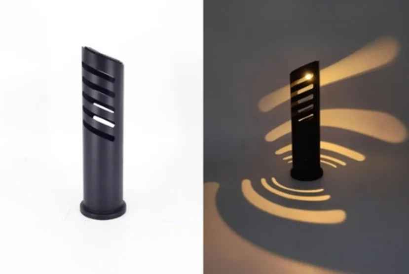 Solar Powered Moden Landscape Black Cylinder Waterproof Garden Pole Top Light Led Landscape Street Post Pole Bollard Light