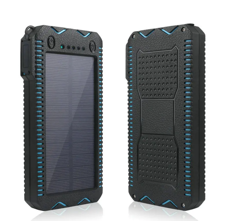 ODM OEM IP67 waterproof 2 USB Portable Fast Charger Powerbanks External Solar Powerbank 10000mah / 20000mah Power Bank Solar
