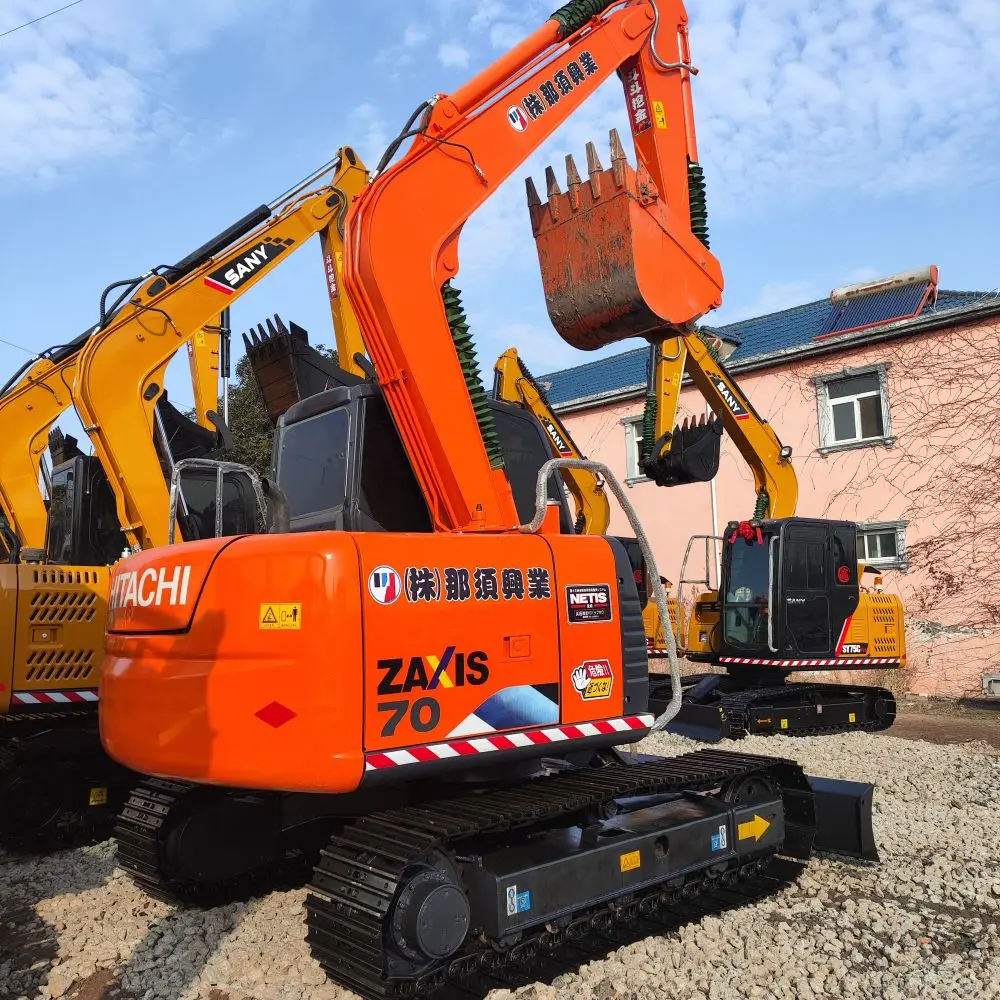 Second-Hand Hitachi 70 Micro Hydraulic Crawler Excavator Japanese Brand Multi-Functional Cheap Isuzu Engine PLC Motor Included