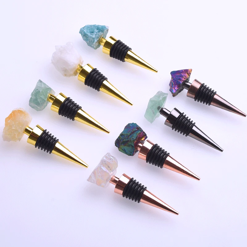 Rainbow Raw Stone Energy Gemstone Healing Crystal Druzy Plated Quartz Natural Crystal Win Bottle Stopper