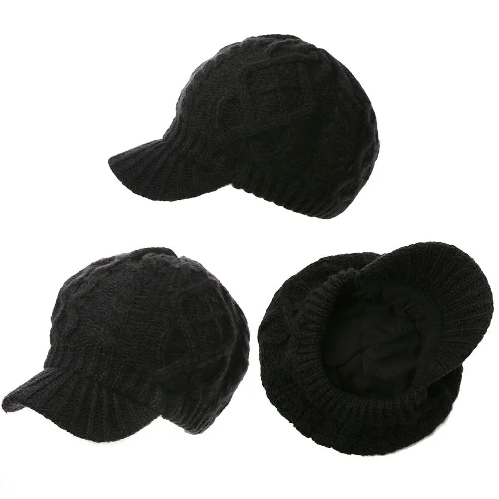 Women 50%/100% Wool Newsboy Cap Winter Hat Visor Beret Cold Weather