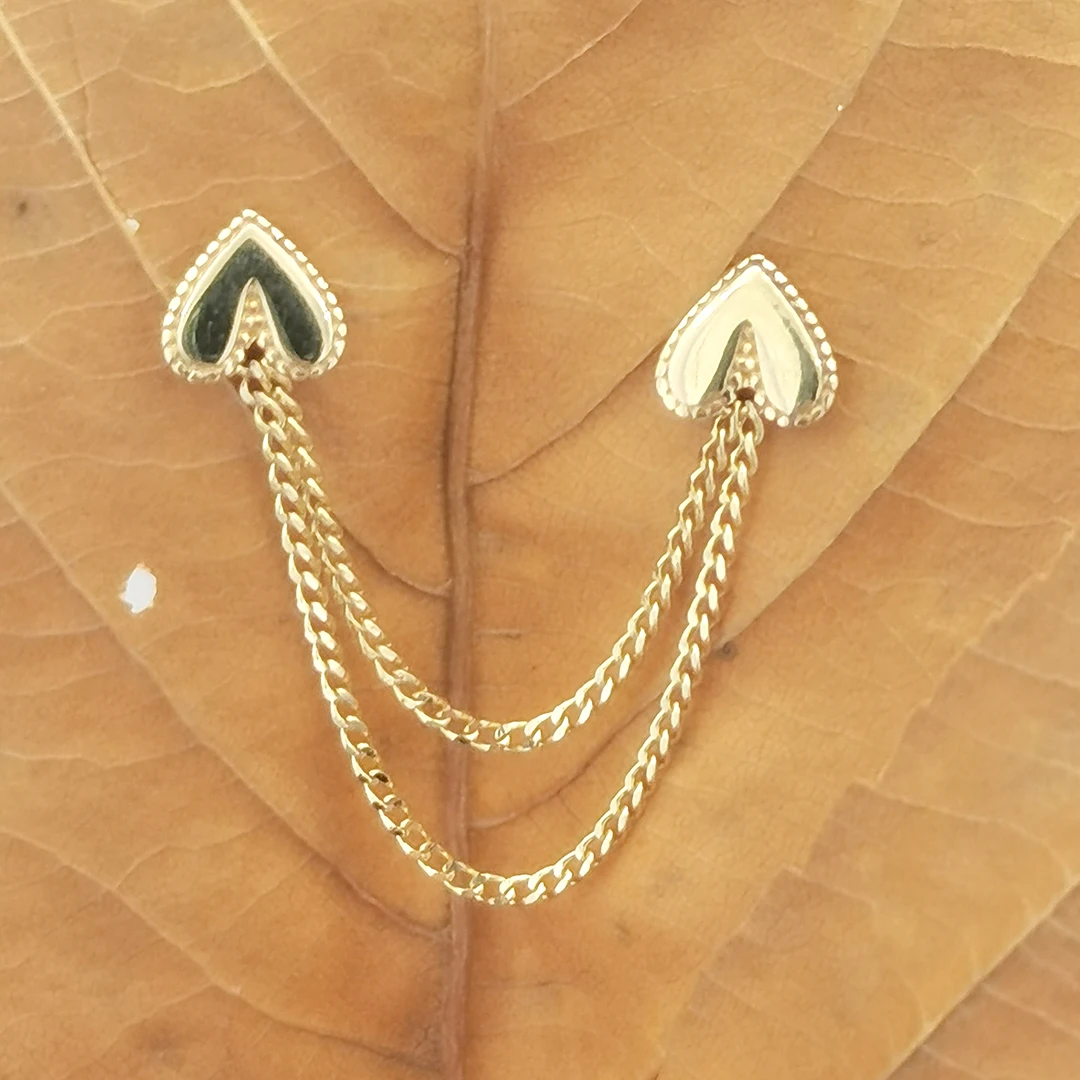 Wholesale Custom 14K Solid Gold Nose Cartilabe Hiphop Piercing Connection Cuban Chain Charms 18K