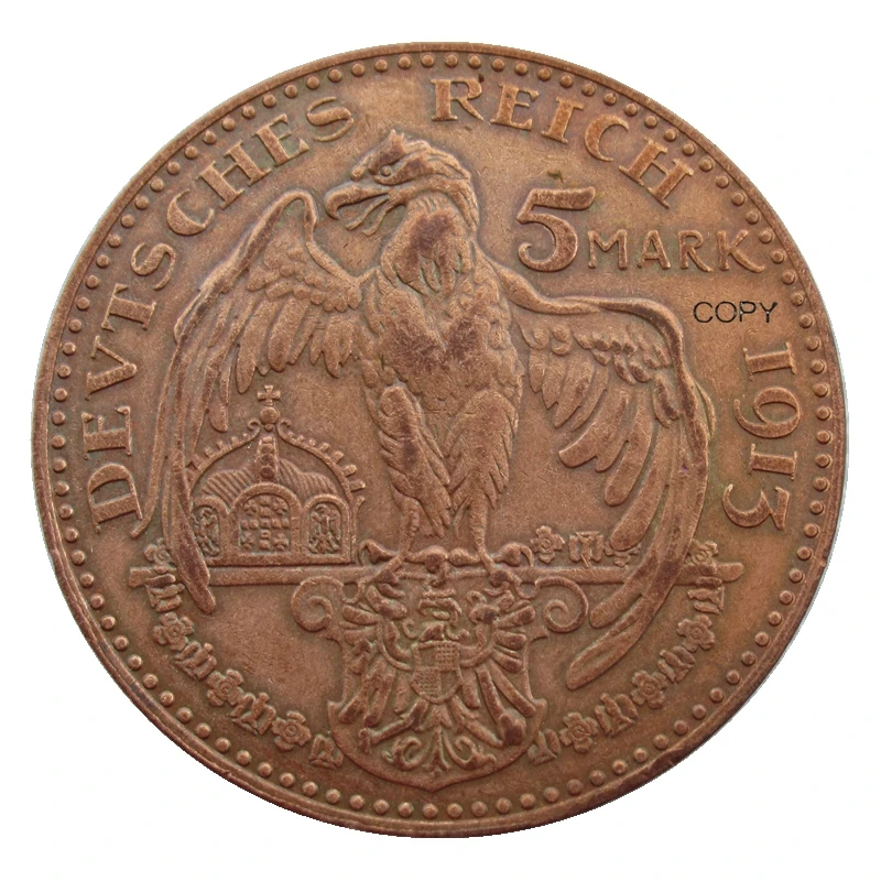 Reproduction Euro German 5 Mark Ludwig III  1913 Copper Antique Souvenir Custom Metal Coins
