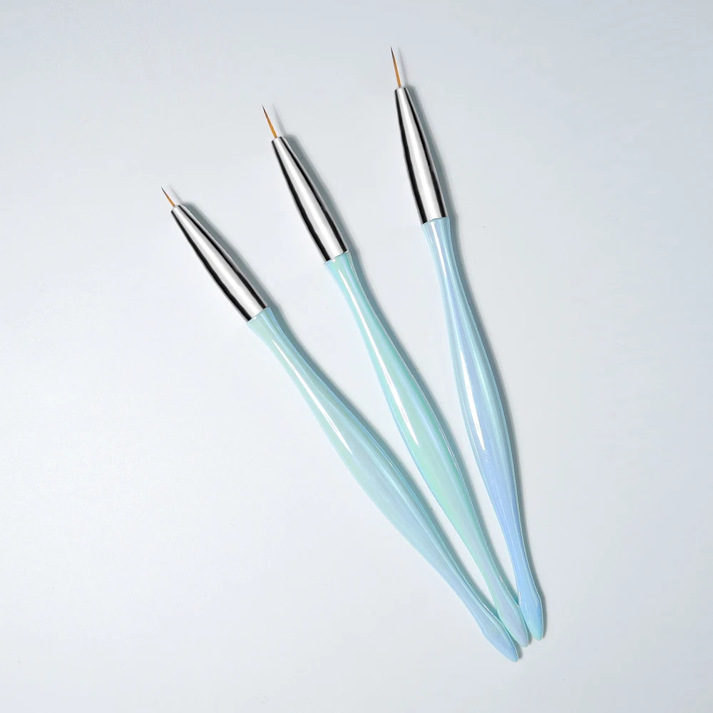 2024 Hot Sale Nail Brush Set Acrylic Handle 3D Custom Logo Fine Liner Painting Brush Set