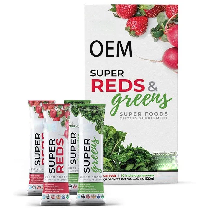 OEM Organic Super Foods Supplement Reds & Greens Superfood Solid Drink Powder with Antioxidants for Digestive Enzymes
