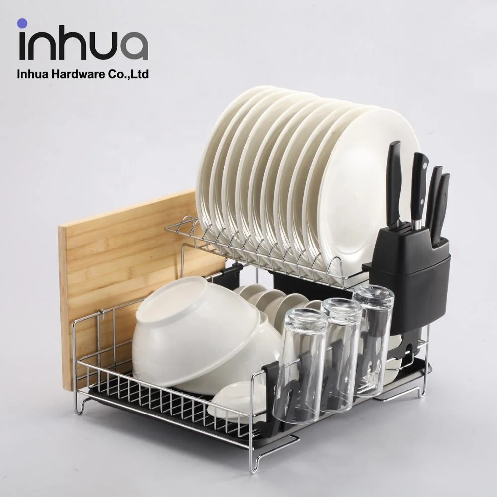 
 Новинка, Лидер продаж, сушилка для посуды с выдвижным ящиком, двойной кухонный стеллаж для посуды, сушилка для посуды из нержавеющей стали  