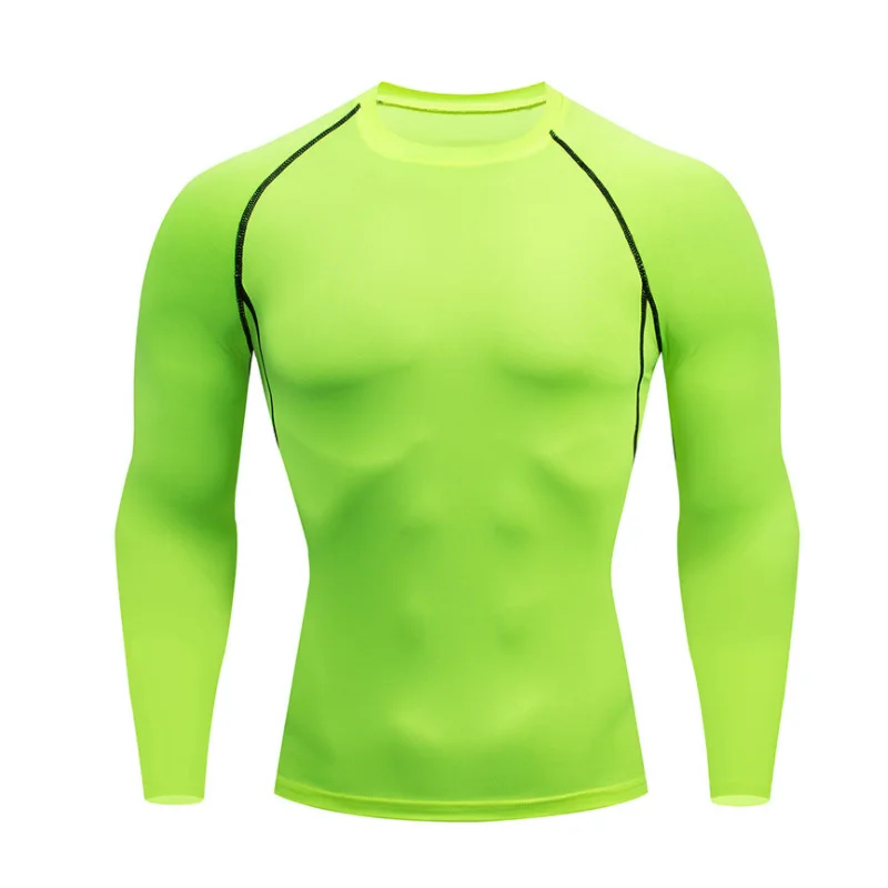 ODM custom logo men tight training shirts rashguard activewear slim fit gym fitness workout top rash guard