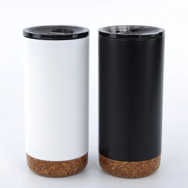 2021 Newest 16oz double wall stainless steel travel Tumbler With Cork bottom coffee mug