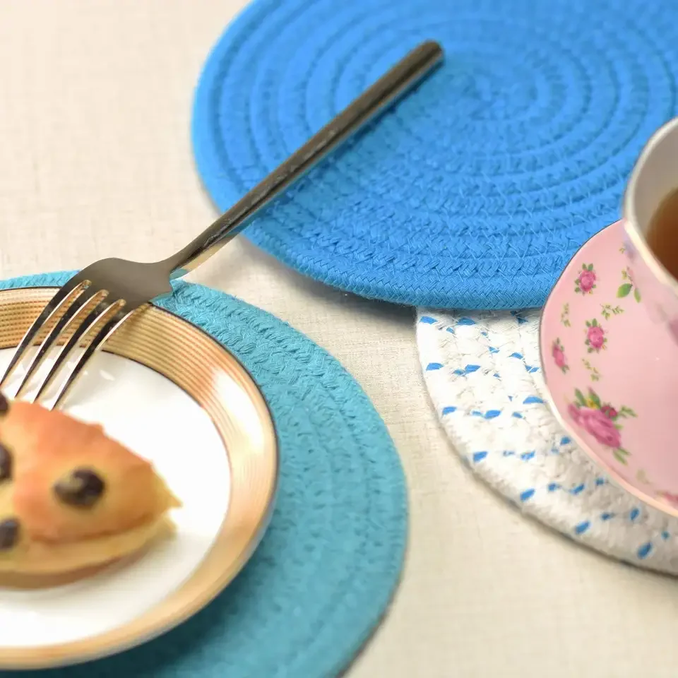 Wholesale Woven Insulation Mats  Cotton placemat for kitchen table mat dish mat 100% Cotton Rope Amaz0n Hot Selling