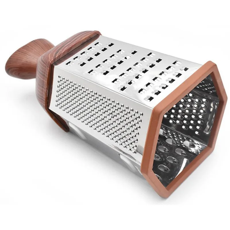 Kitchen Wood grain covered with heart-shaped Cheese 6 Sides Stainless Steel Grater For Vegetable