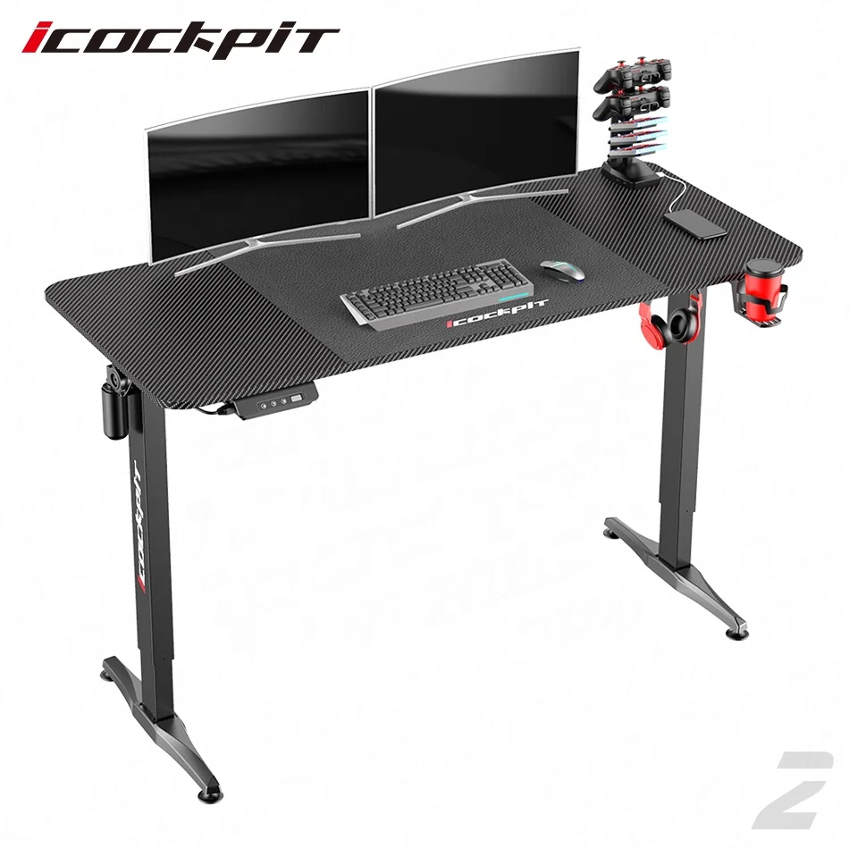 
Icockpit Professional Single Motor Height Adjustable Gaming Computer Gaming Desk Electric Height Adjustable Desk 
