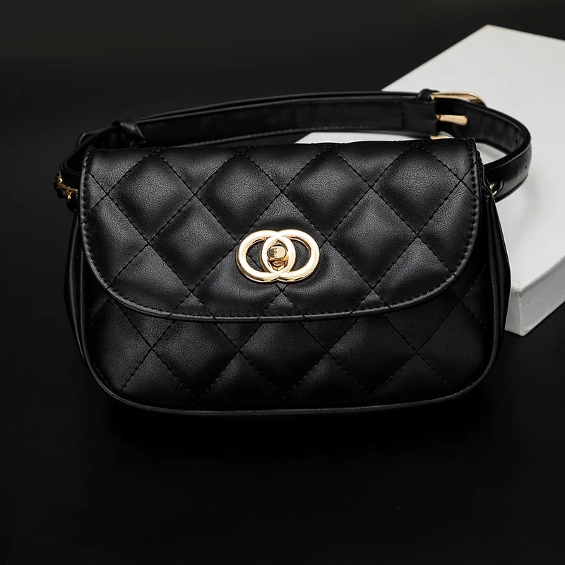 MIYIN Korean version fashionable waist bag for women coin key Crossbody shoulder bag Rhombus cute Belt Bag with Adjustable belt