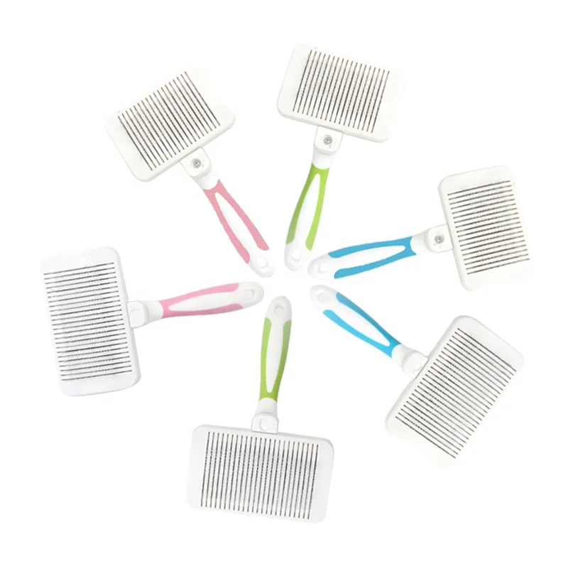 Factory Wholesale Plastic Self Cleaning Pet Pin Needle Brush Cat Dog Hair Removal Grooming Slicker Brush