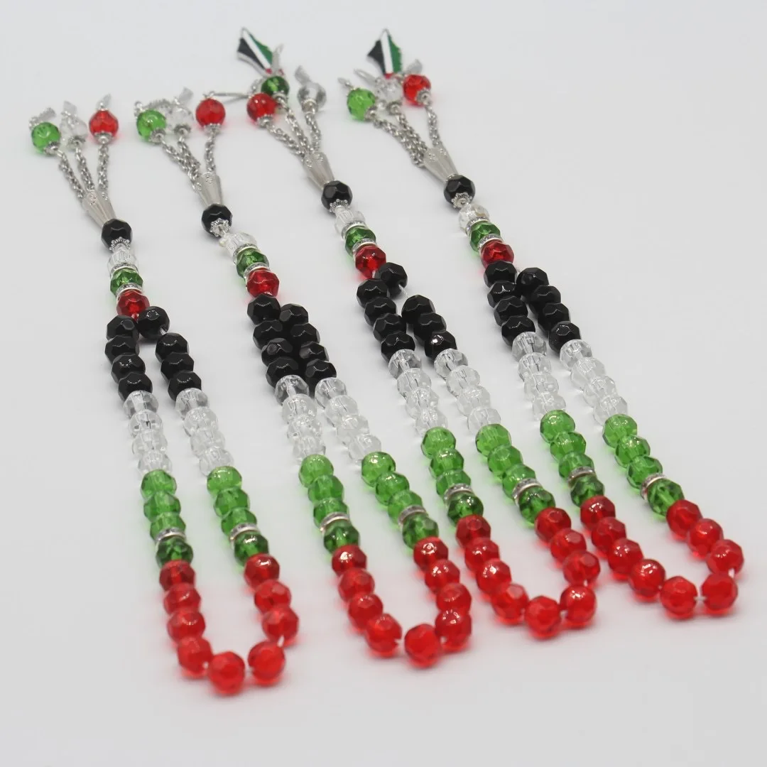 2024 оптовая продажа с фабрики браслеты мусульманским флагом Tasbih очаровательные исламские хрустальные бусины 10 мм 33 четки молитвенные из
