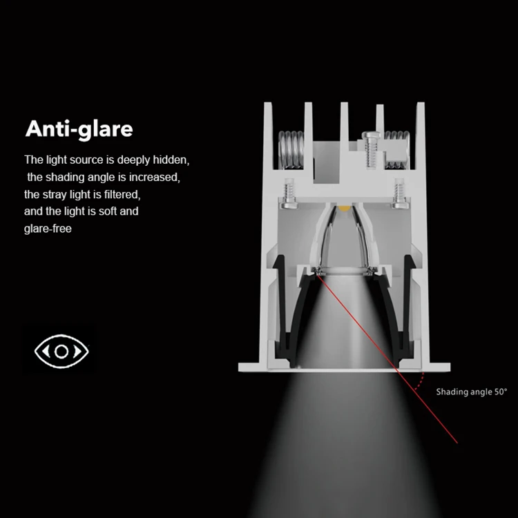 Contemporary Lamp Black White Embedded Indoor 3W 6W 9W 12W 15W 25W Aluminum Led Grille Lights