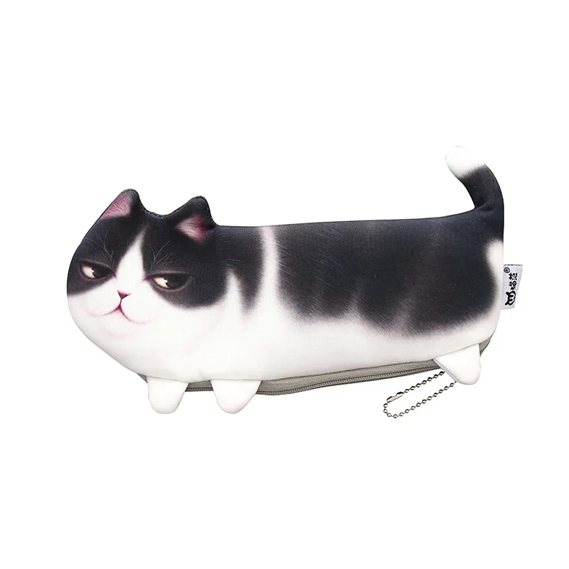 School supplier Stationery Cute cat design Sewed And Printed Soft cloth Pencil Bag cute Pencil Case With Zipper