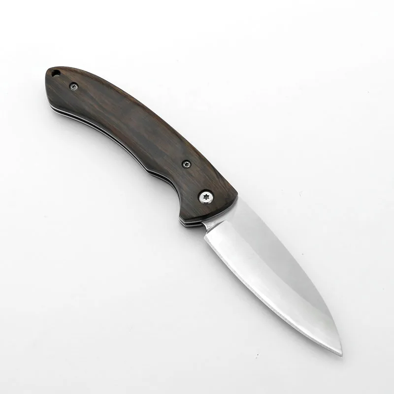 3-layer composite sandwich steel Folding Knife Custom Leopard pattern Ebony Handle Pocket Knife Tactical Survival Hunting knife