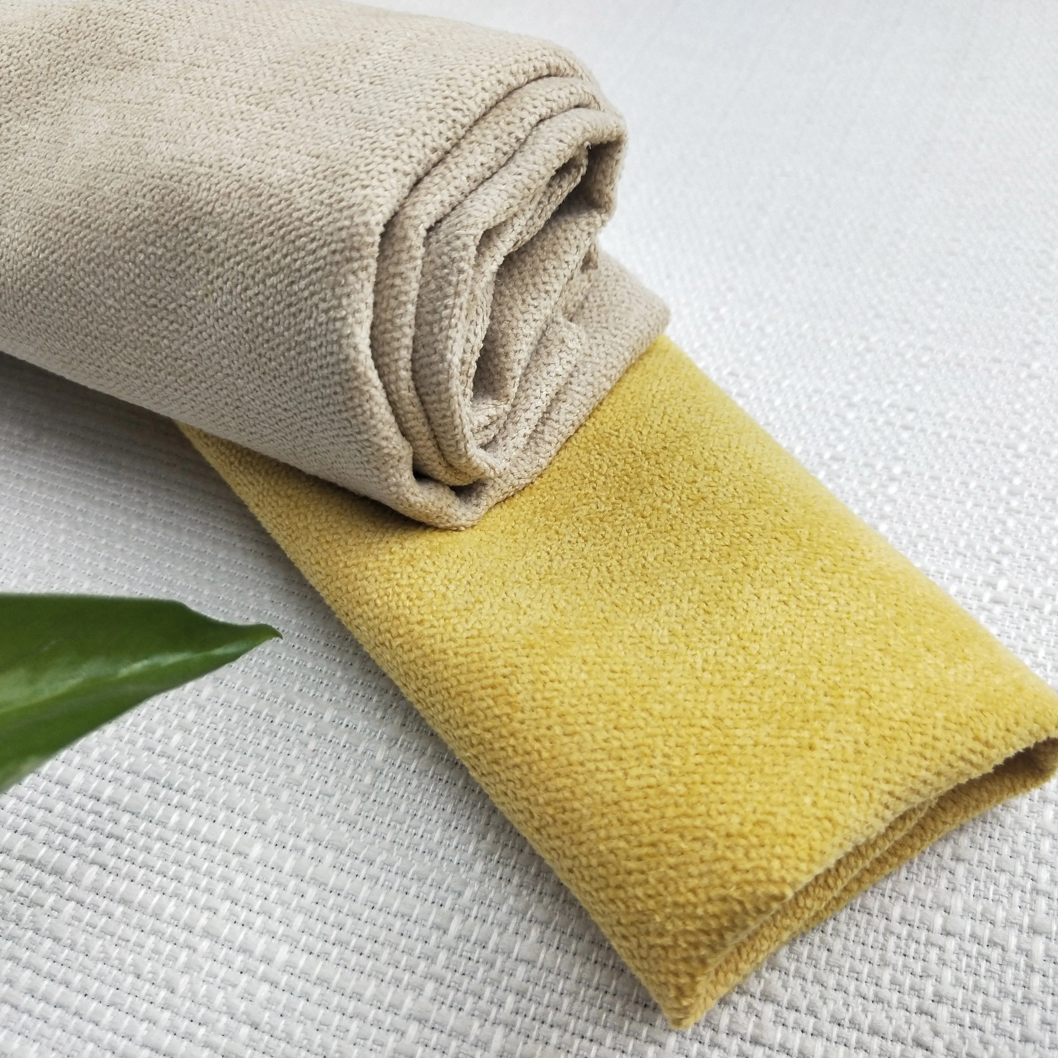 European Stock Lot khaki grey brushed  Plain Dyed sofa Curtain Table Chair Textile Cover Haining Fabric price