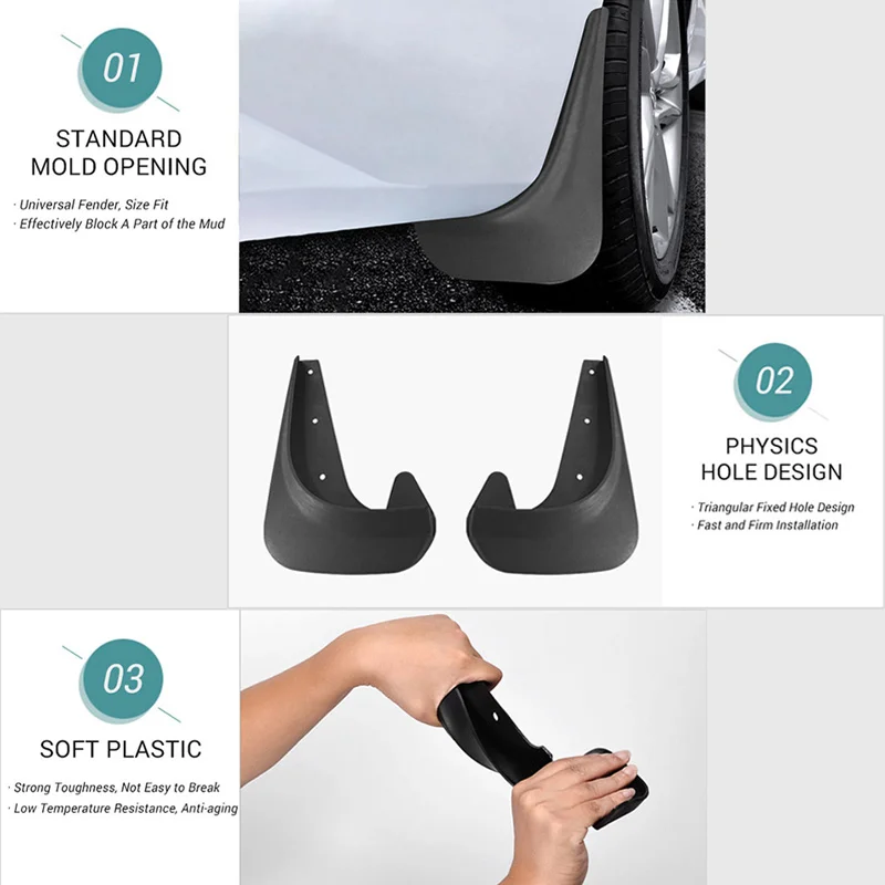 4pcs Fender Car Mud Flaps Splash Guard Fenders for Front or Rear Tires