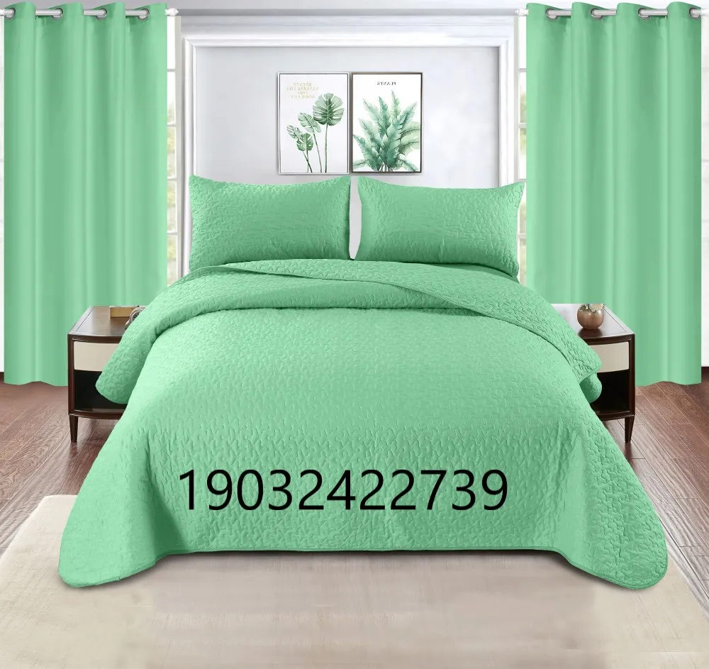 Blackout Curtain Set 6 PCS Solid Bedding Set Luxury Bed Sheet King for Customization Wholesale Bedspread with Thick Curtains