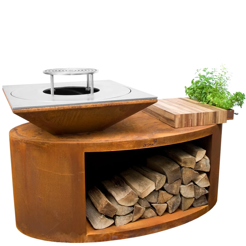 Design of multifunctional grill of square barbecue stove steel fire pit barbecue charcoal grill