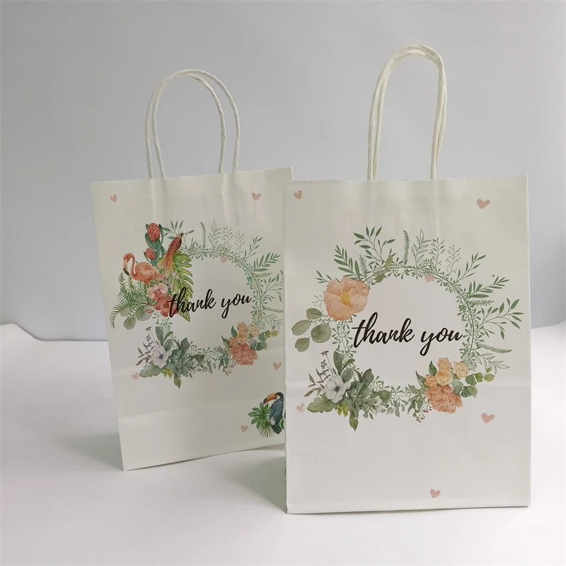 22*27*11cm Thank You Gift Bags Kraft Paper Candy Cookies Packing Bag Wedding Gift For Guest Birthday Wedding Party Decoration
