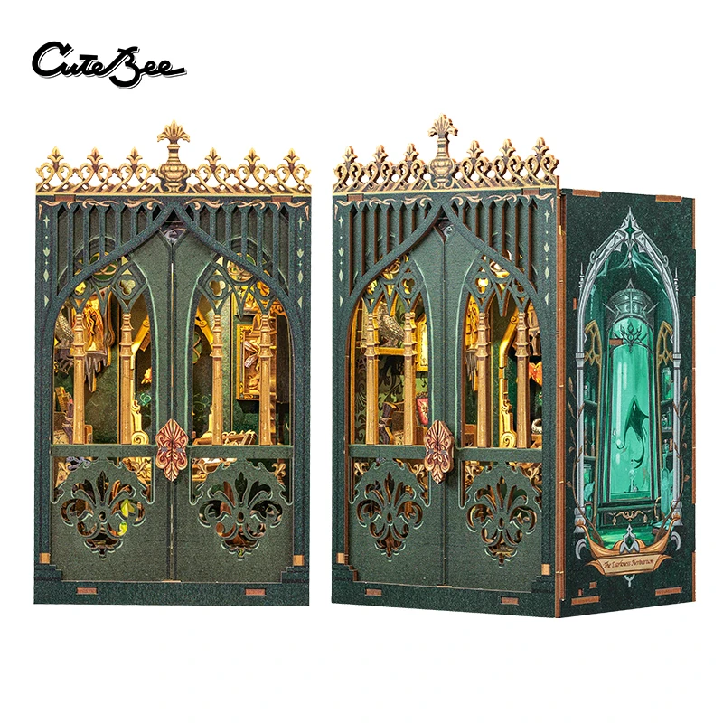 CuteBee DIY Dollhouse Collectibles Darkness Herbarium Miniature Dollhouse Wooden Jigsaw Puzzles Book Nook as Christmas Gift