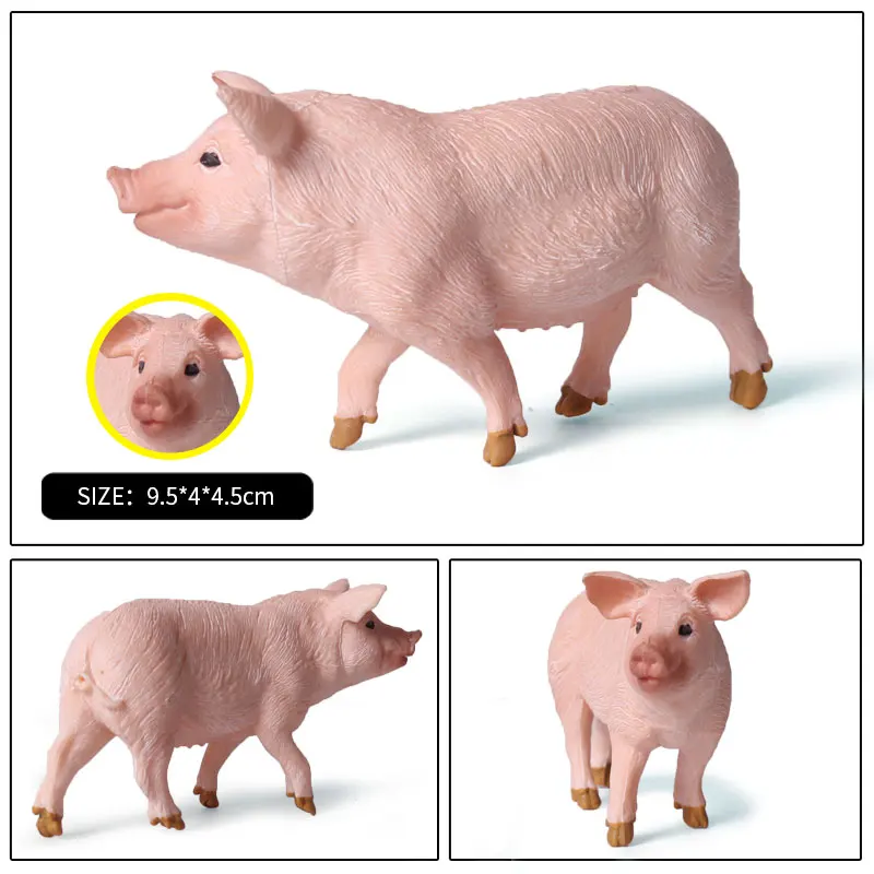 Oenux Wholesale PVC Animal Toy Simulation Farm Poultry Pig Sow Babirusa Porcupine Boar Model Kids Education Gift