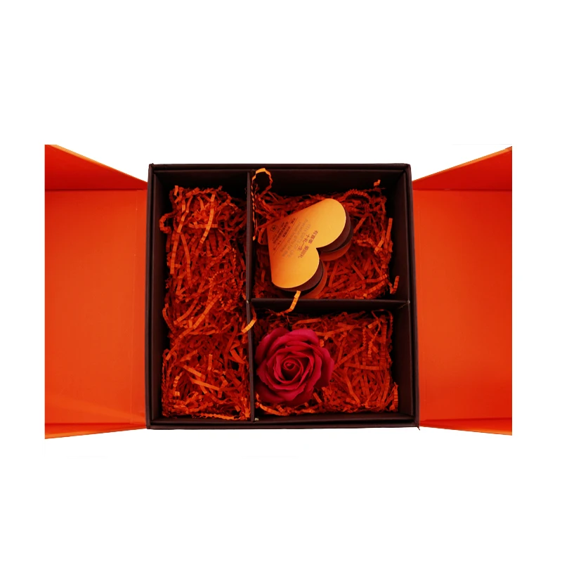 Logo design creative both sides opening packing cardboard boxes for flower