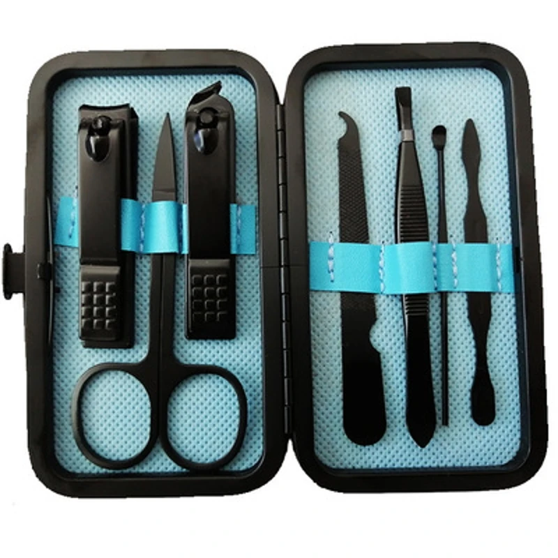 Professional 7pcs/set New Stainless Steel Nail Clipper Grooming Tool for Fingers Toes Feet Travel Case Manicure Pedicure Set