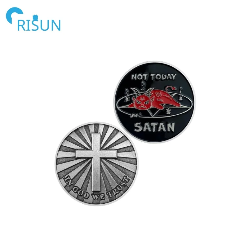 Manufacture  Metal Jesus Christ Coin Custom Christian Cross Knight Templar Red Cross Challenge Coin Medallion Religious Coin