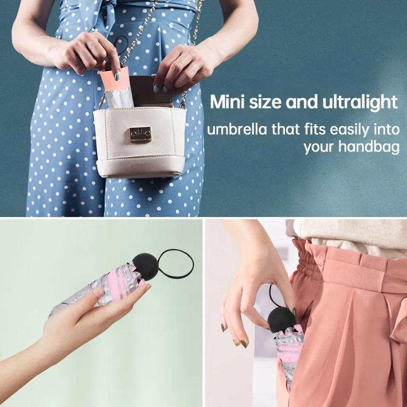 5 fold pocket small light UV mini sun folding umbrella