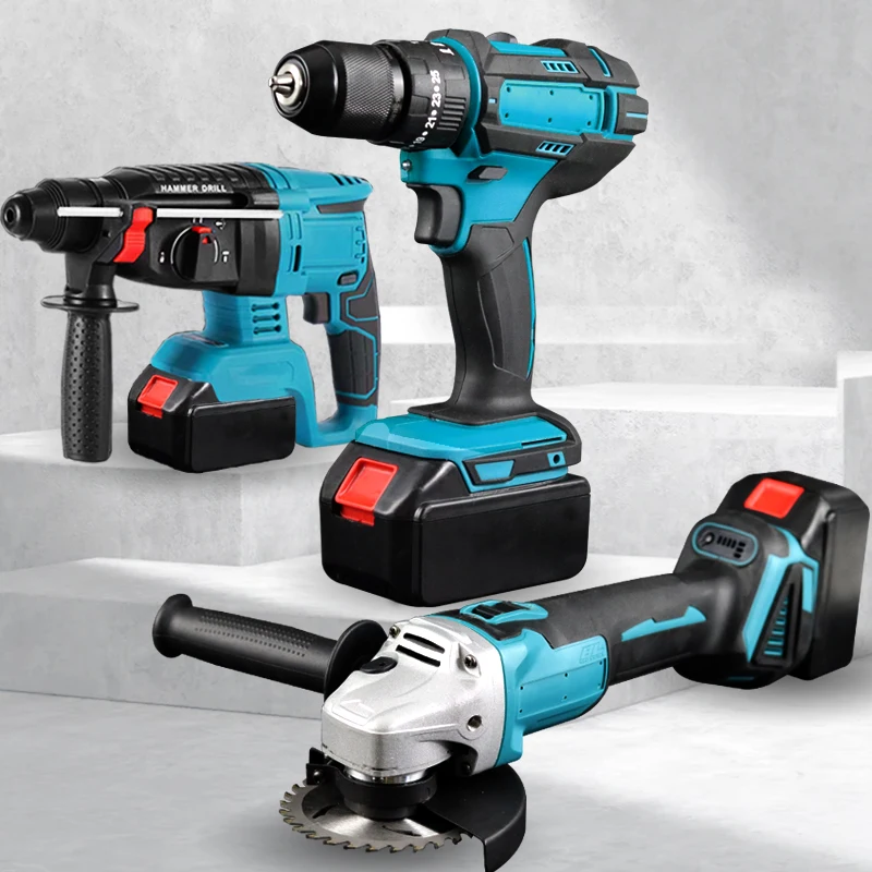 21V Basic Cordless 3-Piece Electrician Tool Set Hand-Driven Repair Tools with Battery Charger OEM Supported Box Packaging
