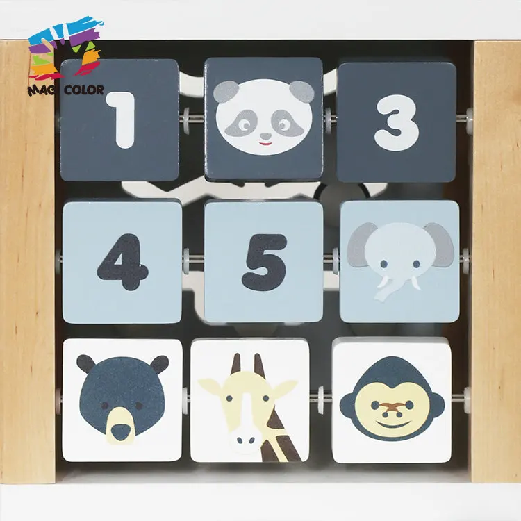 Montessori Play Cube Activity Center Toys Wooden Activity Cube for Toddlers Girls Boys W11B334