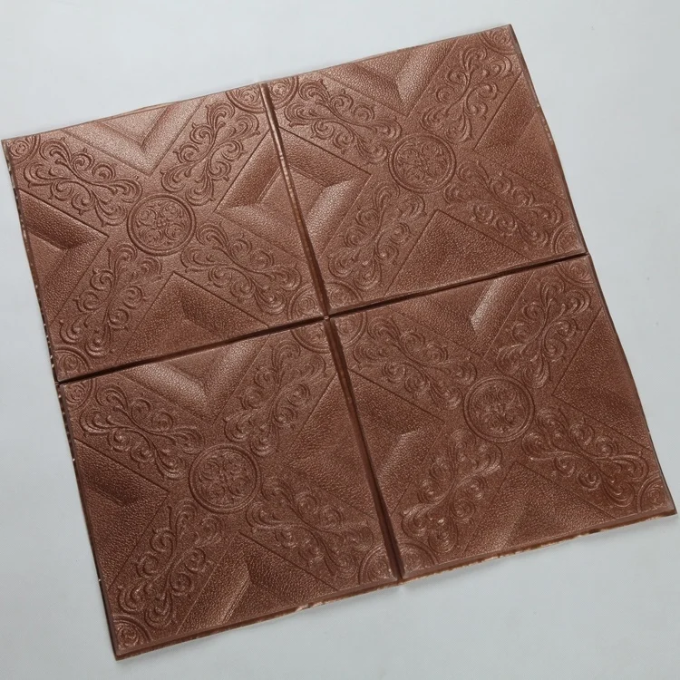 Waterproof pe foam 3D leather design self adhesive wallpaper/3D wall sticker