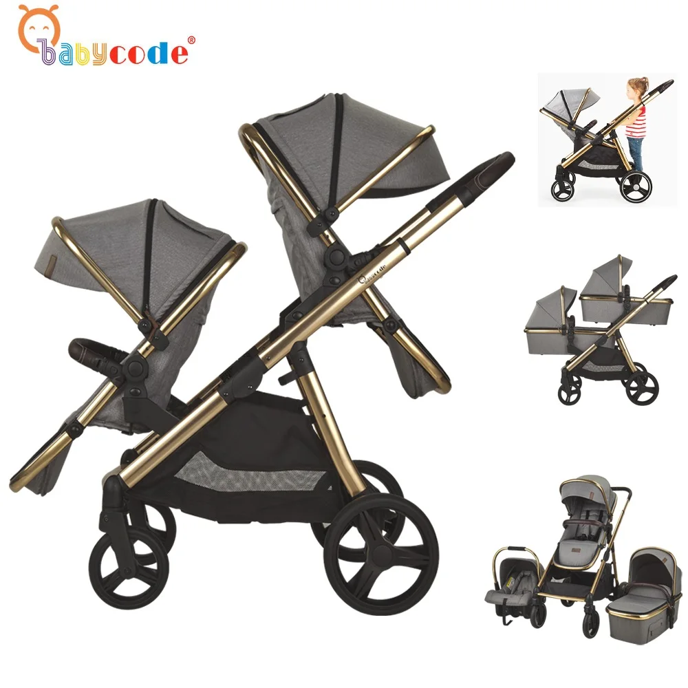 Wholesale European Double Infant Cart Foldable 3 In 1 twin baby Stroller