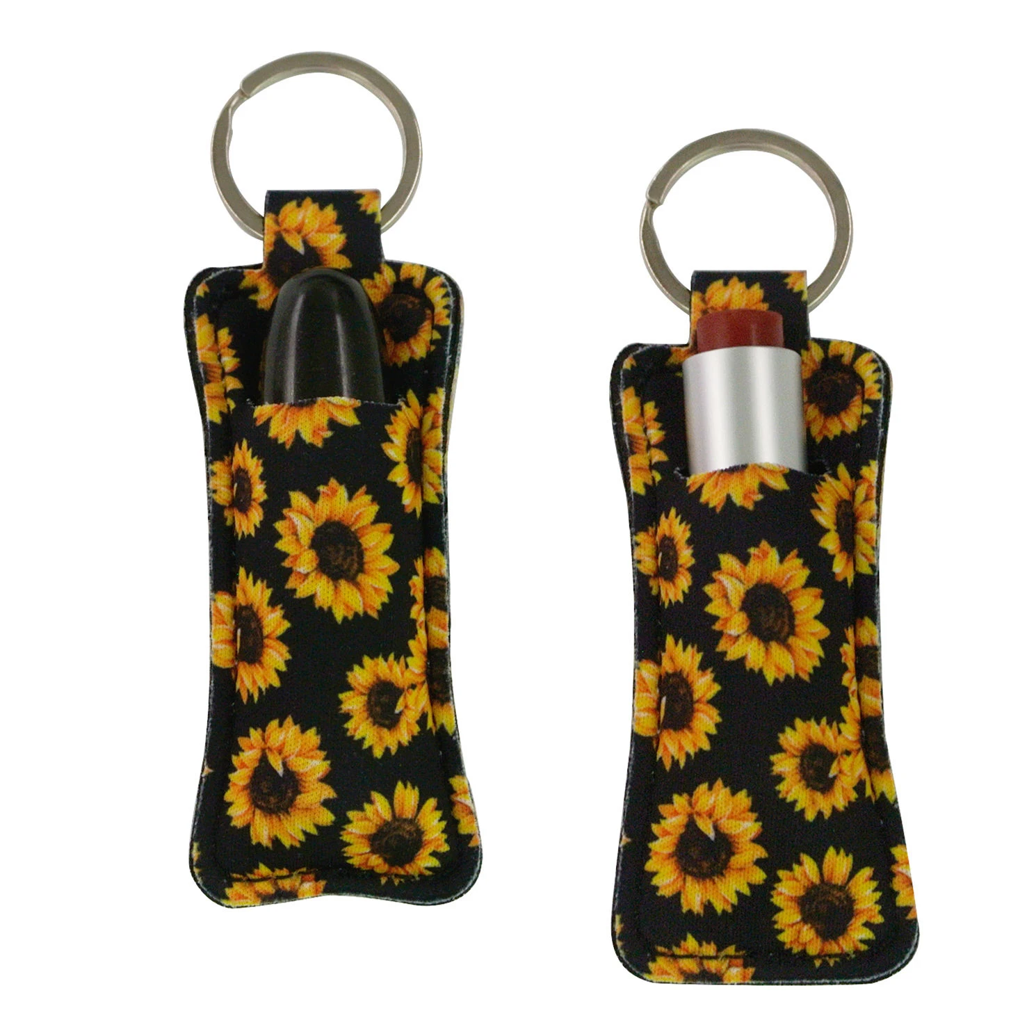 2021 Personalized Colorful Lipgloss Sleeve Neoprene Chapstick Holder Keychain for Girls and Women