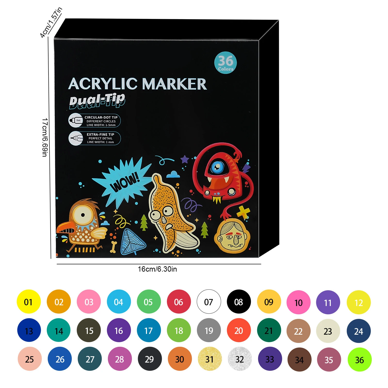 Versatile Dual-Tip Acrylic Paint Marker Pens, Perfect for DIY Crafts, Glass, Rock, and Wood Projects