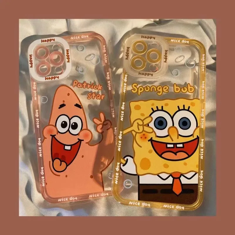 Hot sales Cartoon Patrick and Sponge Mobile TPU Phone Case For iPhone 14 13 12 11 X Pro