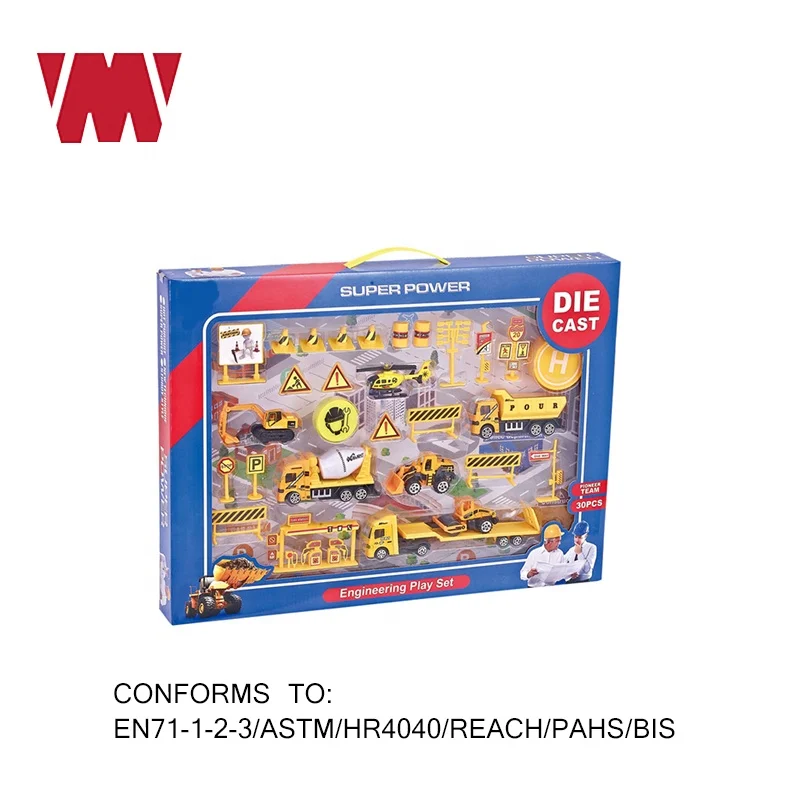 
High quality kids diecast collectables model vehicle gift toy cars 1:64 scale swat action and Engineering play sets 30pcs 