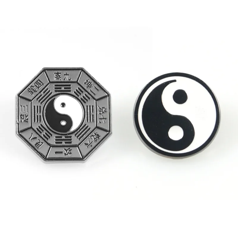 
Wholesale Chinese Taoist Culture Tai Chi Bagua Pin Sweater Denim Shirt Ornaments Lapel Pin Metal Ename Brooch Badge 